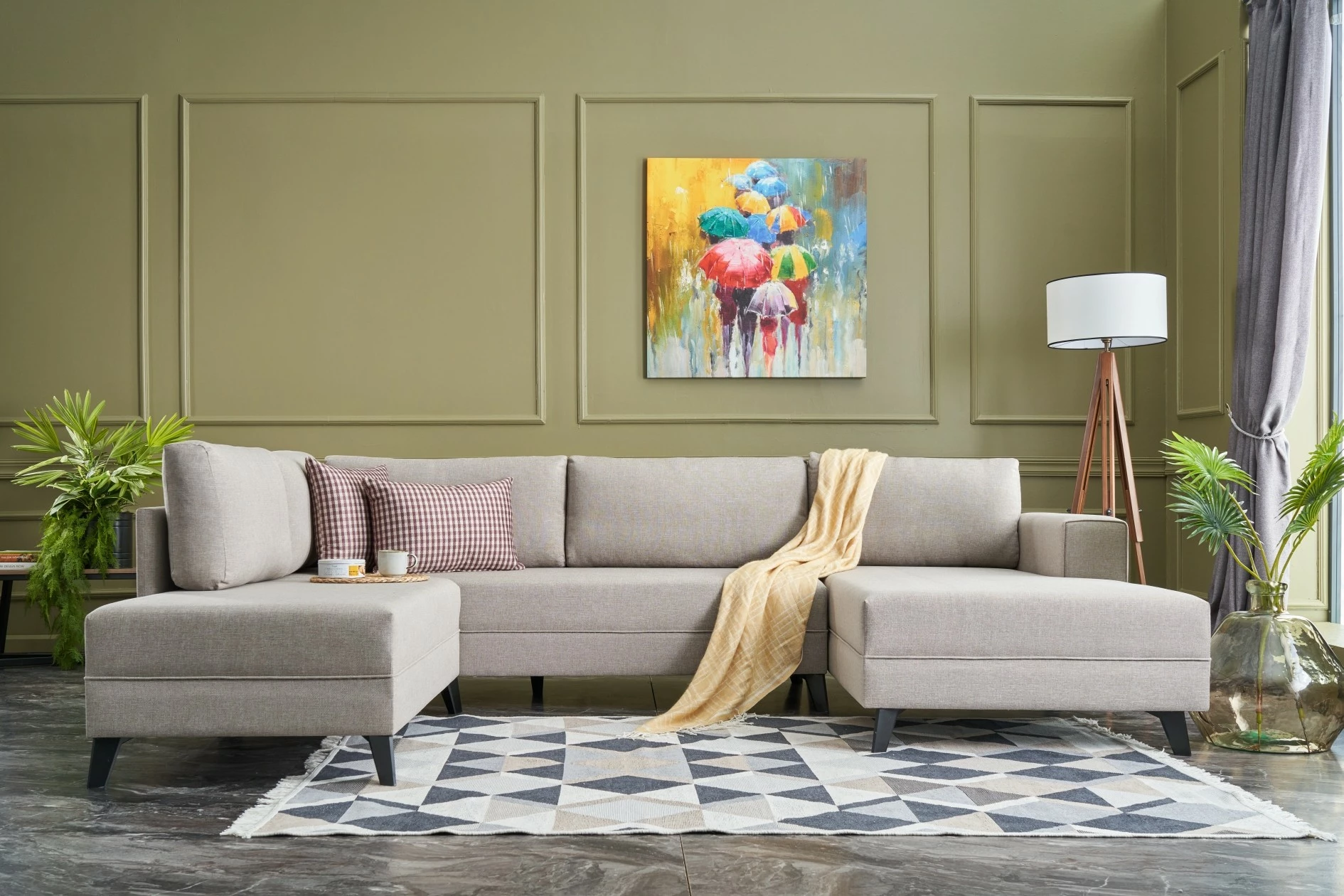 Kënd-sofë krevati Atelier del Sofa, Efsun, krem