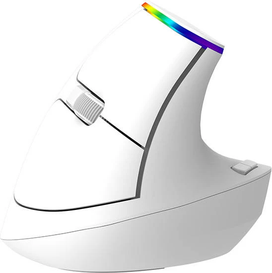 Maus vertikal Delux M618C, wireless, RGB, i bardhë