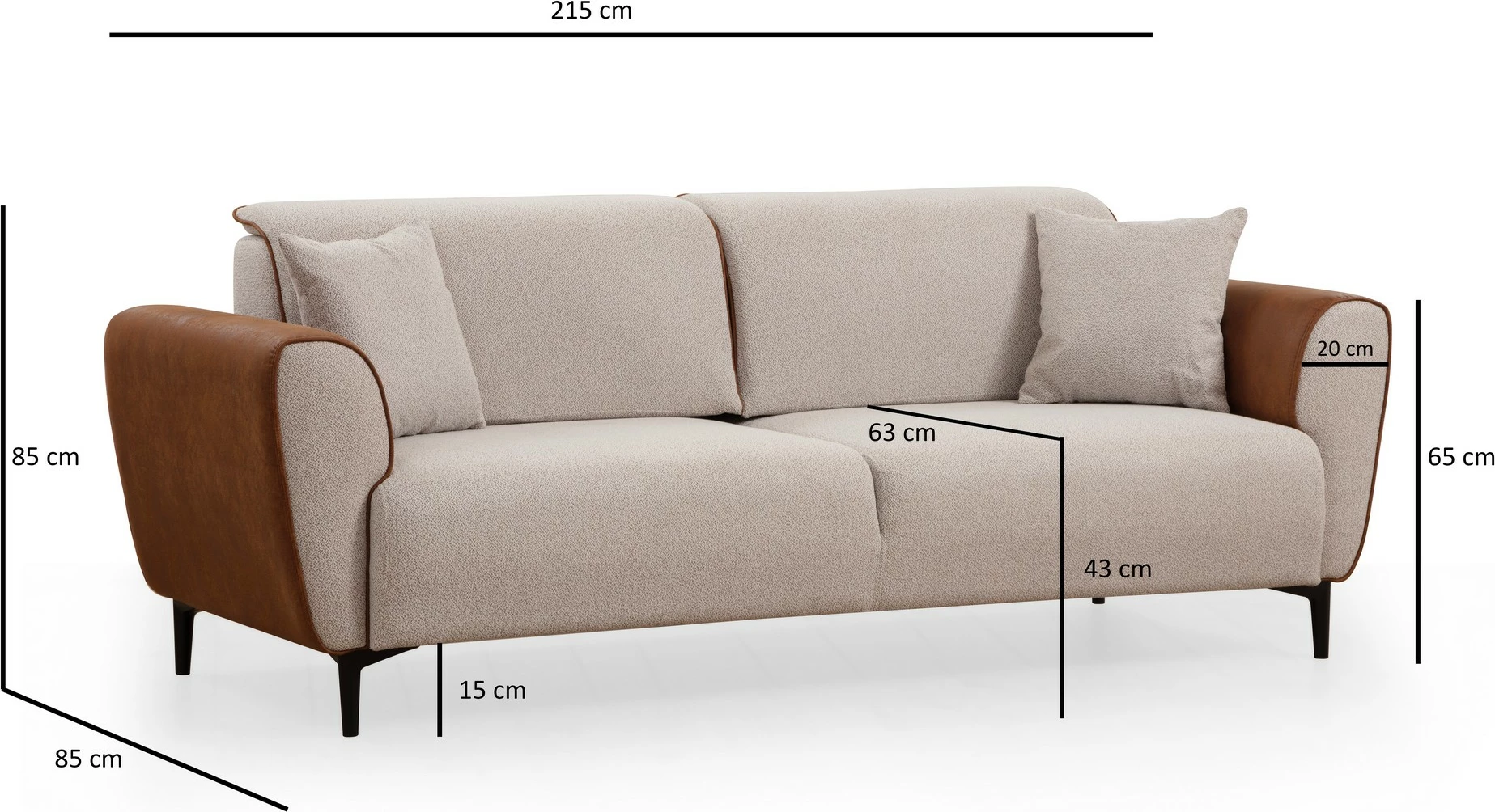 Divan 3-vendësh me shtrat, Atelier del Sofa, bezhë, kanellë