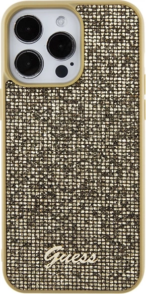 Mbështjellës Guess Disco Metal Script për iPhone 15 Pro Max, ari