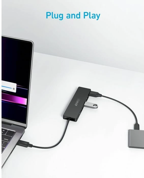 Hub USB-C ANKER Ultra Slim A8309G11, 4-port USB-A, 5 Gbps, kabllo 20 cm, i zi