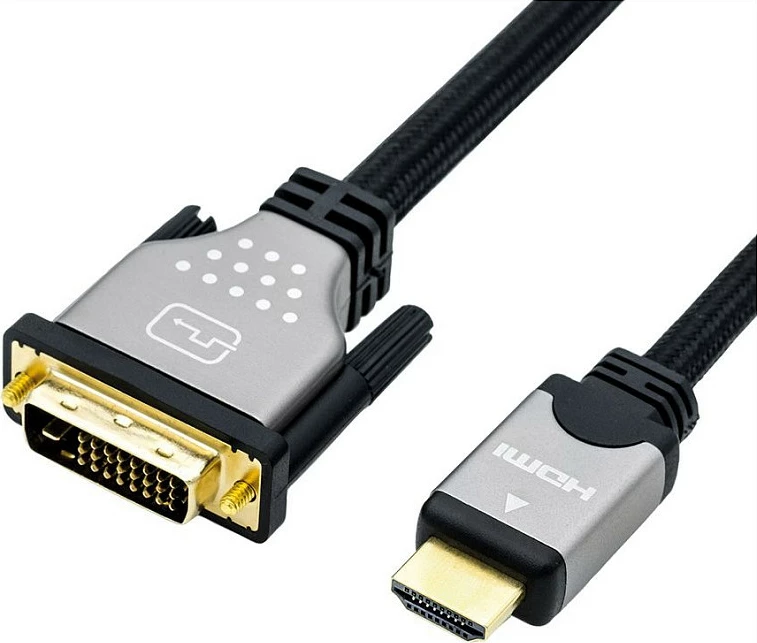 Kabllo ROLINE 11.04.5876 HDMI në DVI-D, 1.5 m, 4K, e zezë/argjendtë