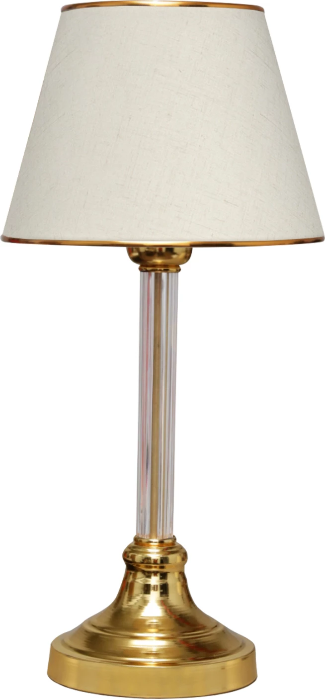 Llampë tavoline FH7591.02, bazë ari, shtyllë transparente, kapak ecru