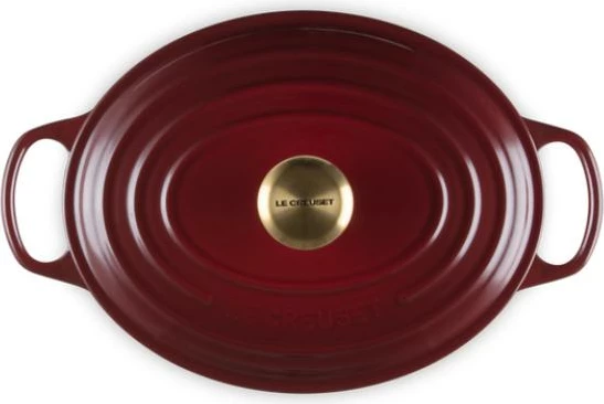 Tenxhere gize ovale, Le Creuset Signature Roaster 29 cm, me kapak, Rhone e kuqe e errët