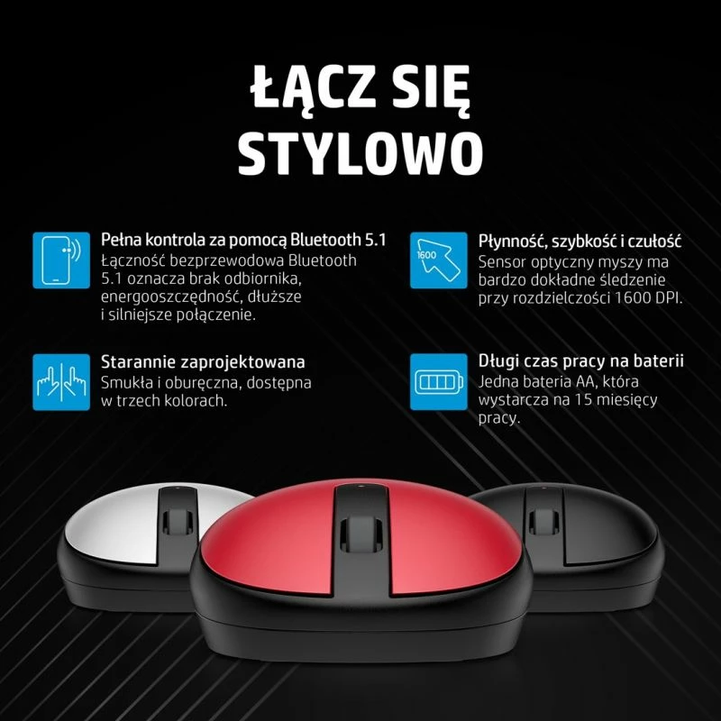 maus wireless HP 240 Empire Red, kuq e zi
