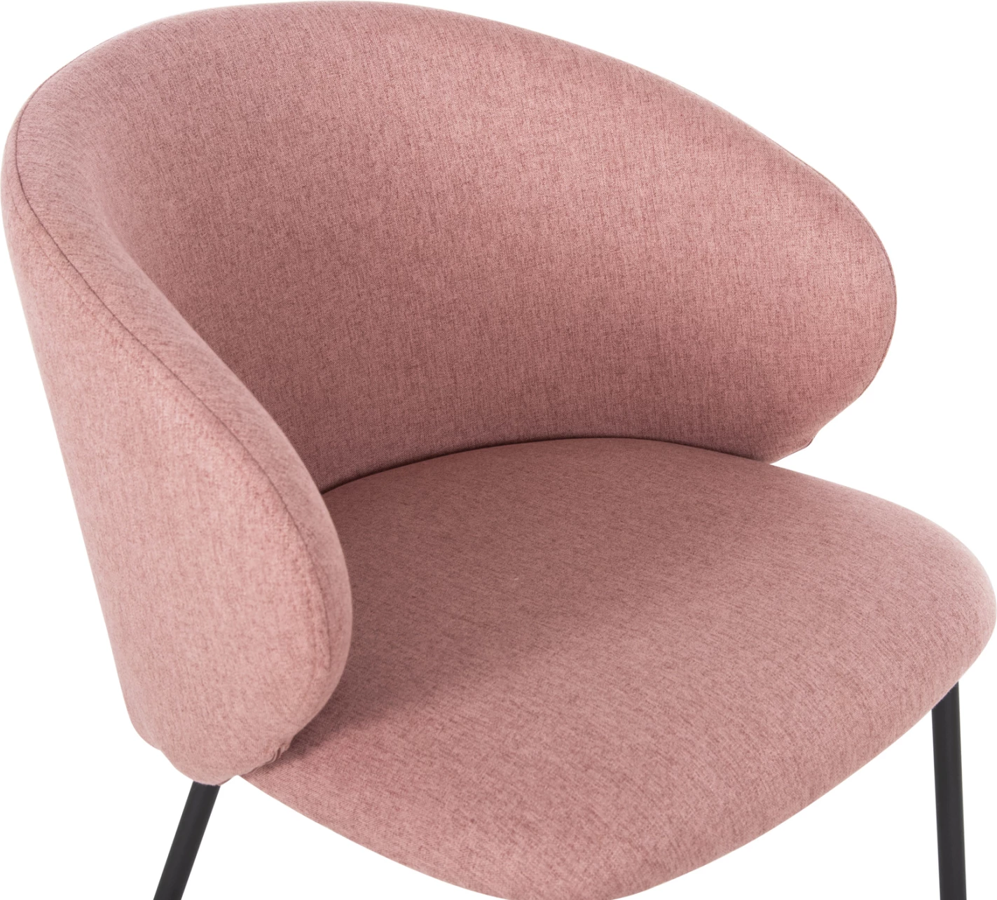 Karrige ngrënieje ISIAH FH9615.02, pëlhurë rozë e zbehtë, këmbë metalike të zeza, 56x56x76H cm., set prej 2 copë