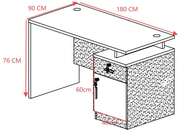 Tavolinë profesionale për zyre Oscar, ngjyrë arre-gri e errët, 180x90x76cm