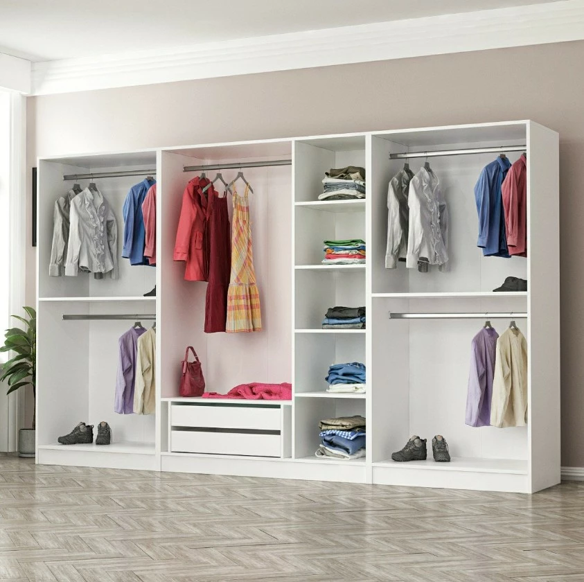 Dollap modern për dhomë gjumi, ngjyrë e bardhë dhe e zezë, Skye Decor, 6639