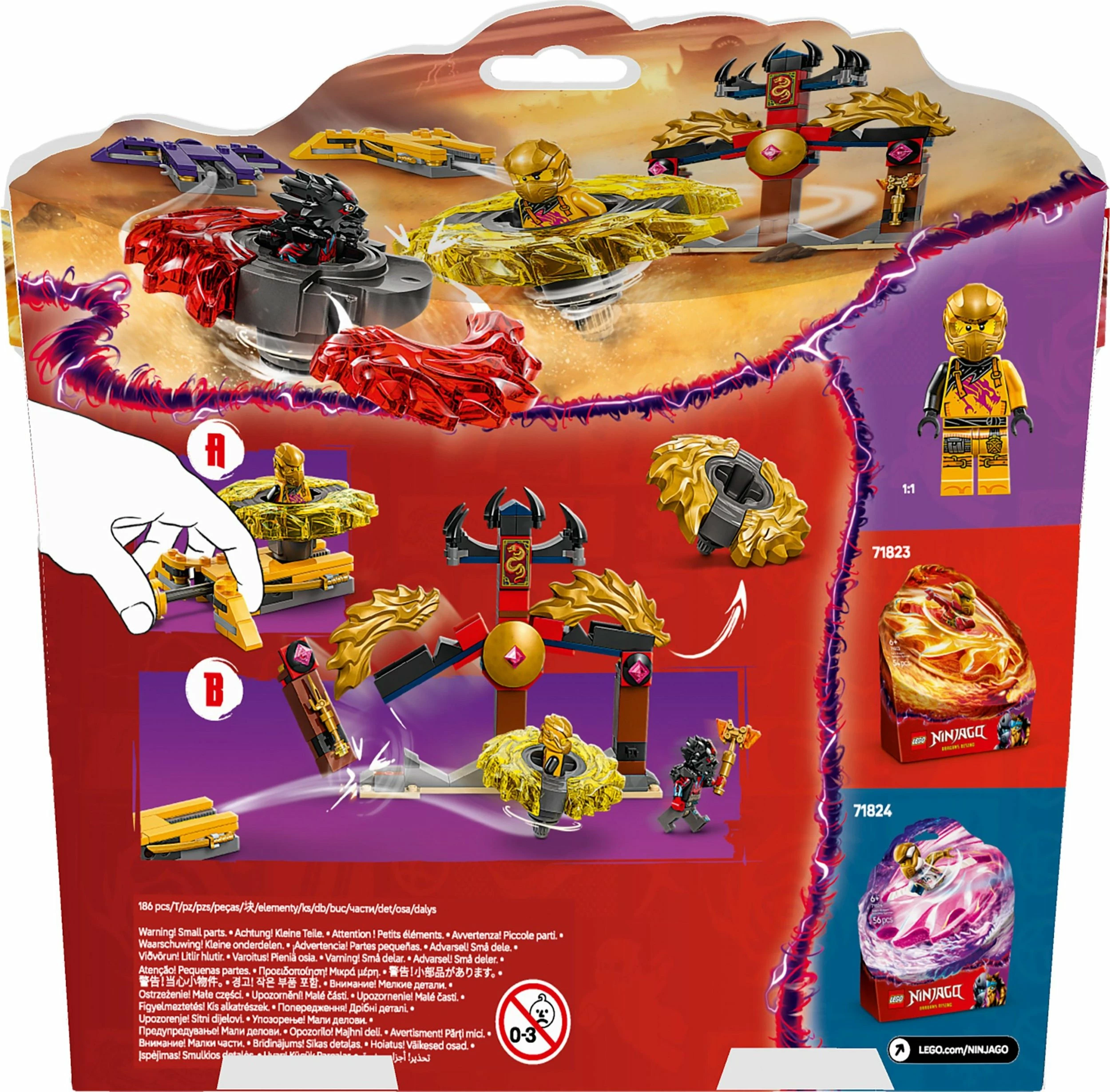 Set ndërtimi LEGO NINJAGO Dragon Spinjitzu Battle Pack 71826, 186 copë, 6+
