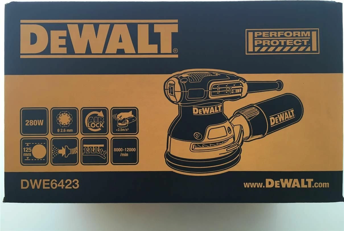 Lëmues orbital ekscentrik DeWalt DWE6423 125 mm 280 W me kontroll shpejtësie, verdhë/zi
