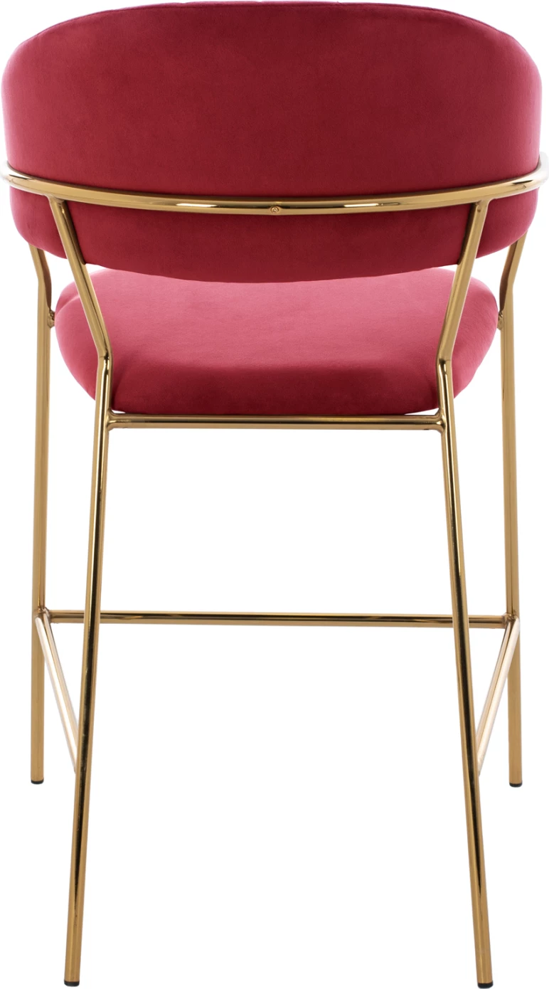 Karrige për bar THEODORE, kadife e kuqe burgundy, kornizë metalike ngjyrë ari, 60x55x100cm, set prej 2 copë