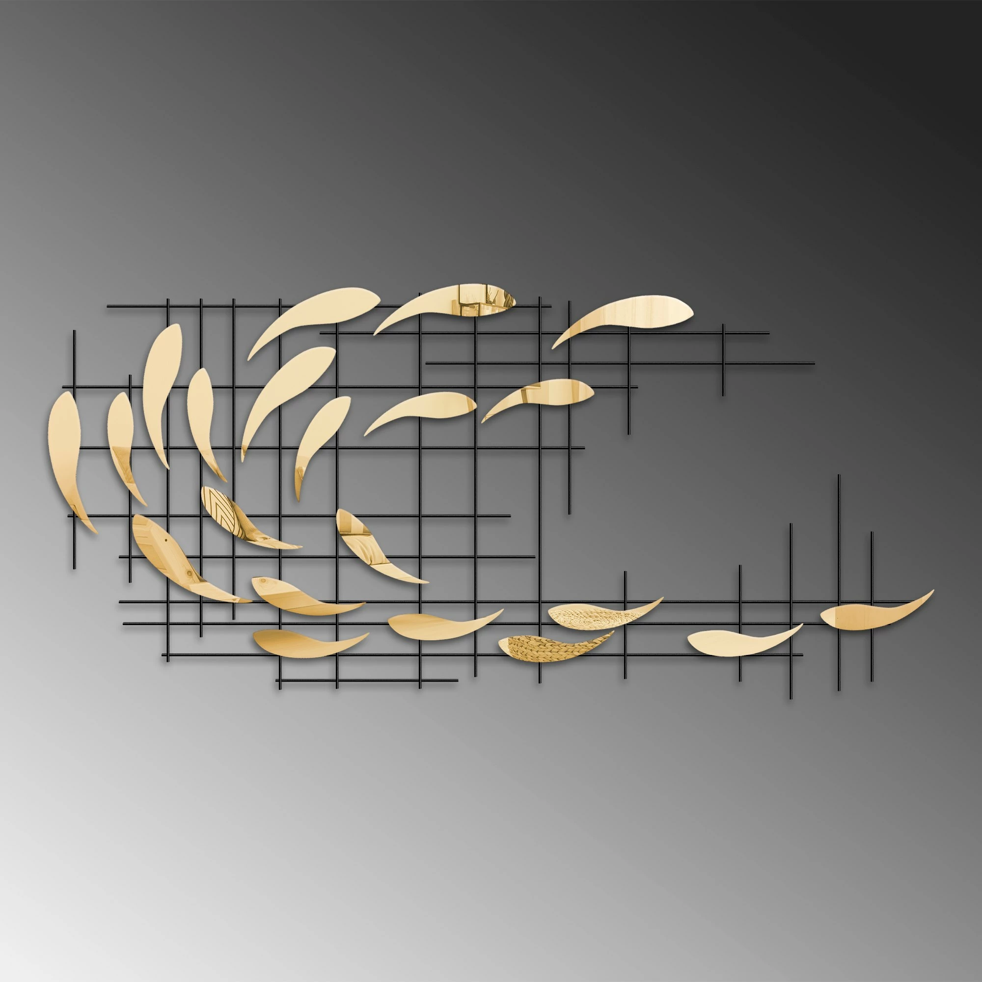 Aksesor dekorativ metalik për mur, Wallity Sheen - 1, shumëngjyrësh, 100x45x4cm