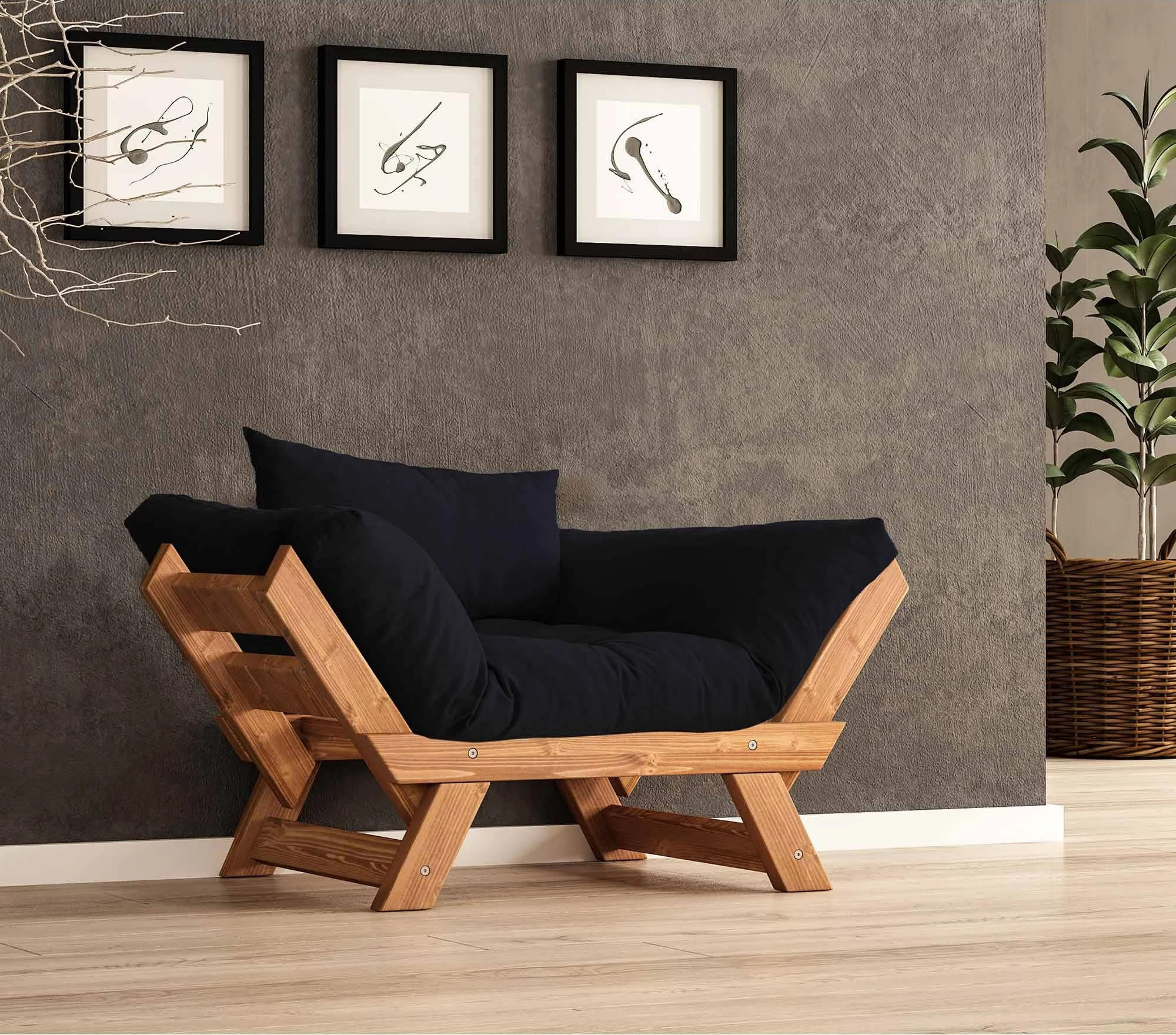 Karrige një vend për kopsht, Skye Decor, CPT8159-140, ngjyrë teak dhe e zezë