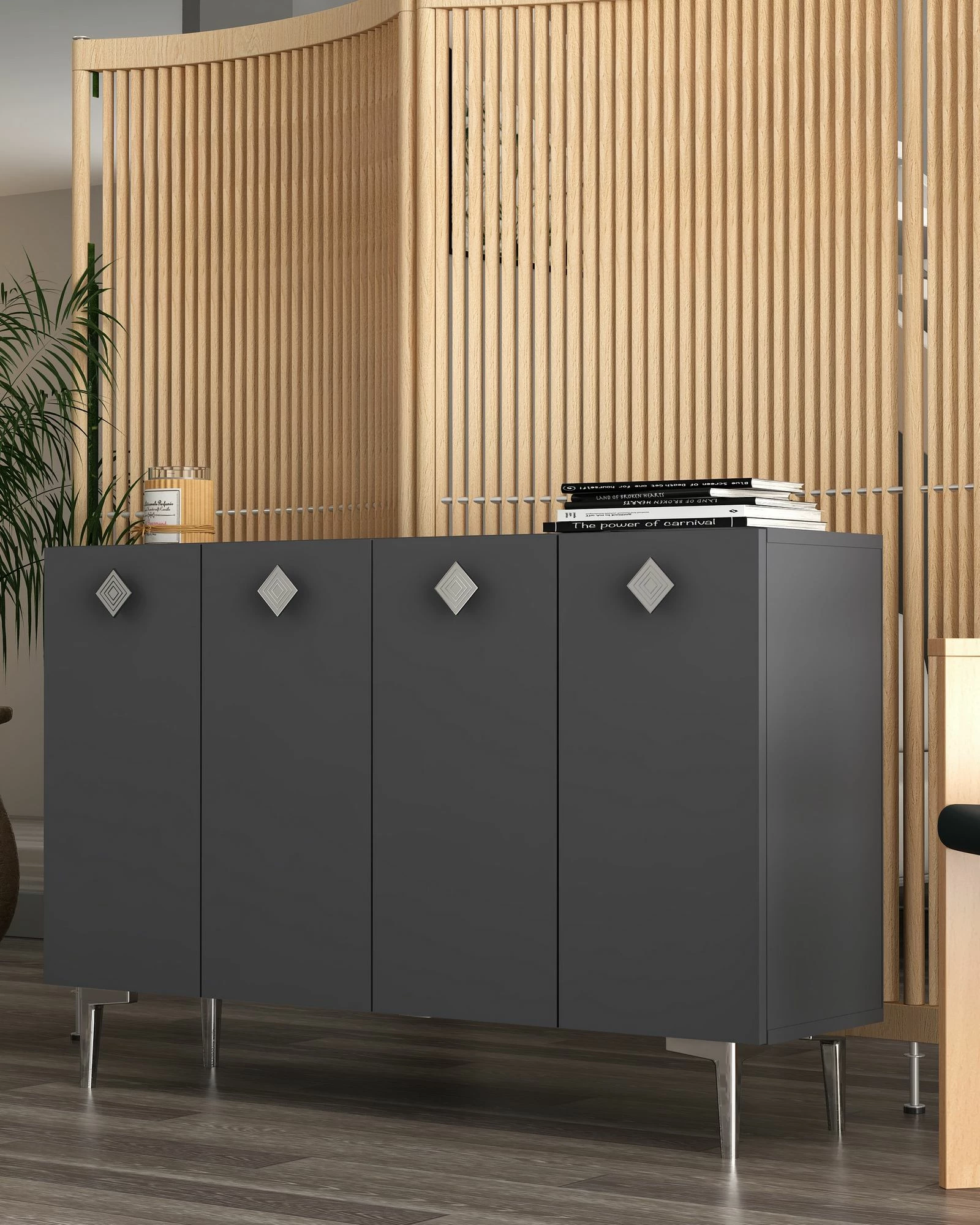 Konsol Skye Decor, anthracite, argjend