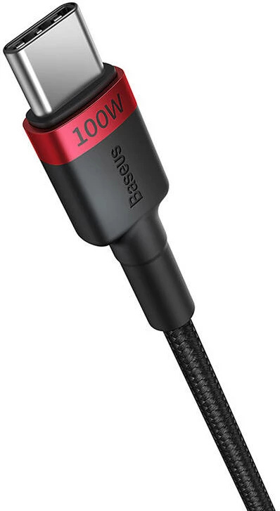 Kabllo USB-C në USB-C Baseus Cafule, 2m, 100W, set prej 2 copë, kuqe-e zezë dhe gri-e zezë