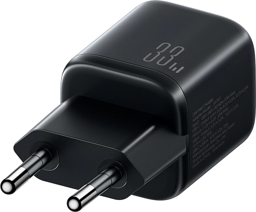 Karikues muri Joyroom JR-TG7 33W USB-A + USB-C me kabllo USB-C në USB-C 1m 60W, i zi