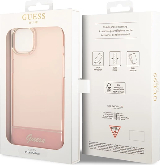 Mbështjellës Guess GUHCP14MHGCOP për iPhone 14 Plus 6.7", rozë, hardcase
