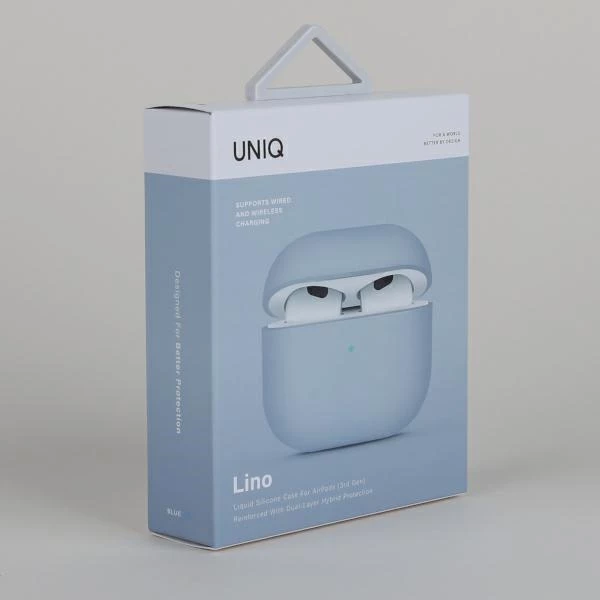 Mbështjellës UNIQ Lino për AirPods 3, silikon, blu