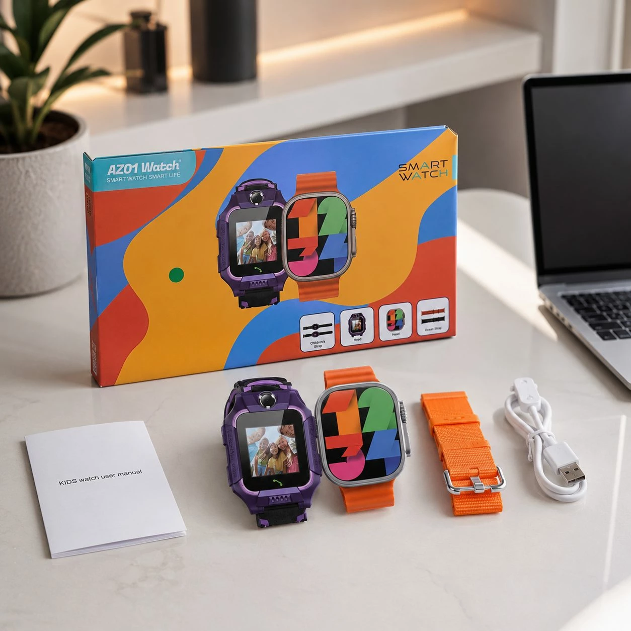 Set Smartwatch AZ01 - Kids&Të rritur