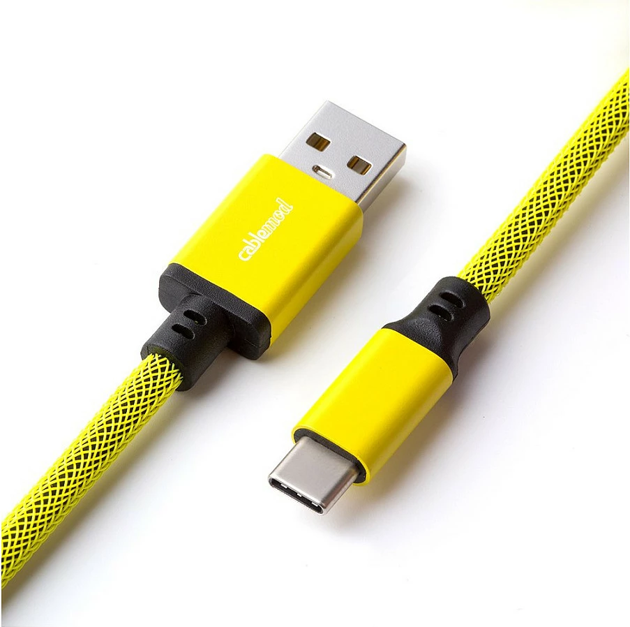 Kabllo tastiere CableMod PRO Coiled, USB-C në USB-A, 150cm, Dominator Yellow