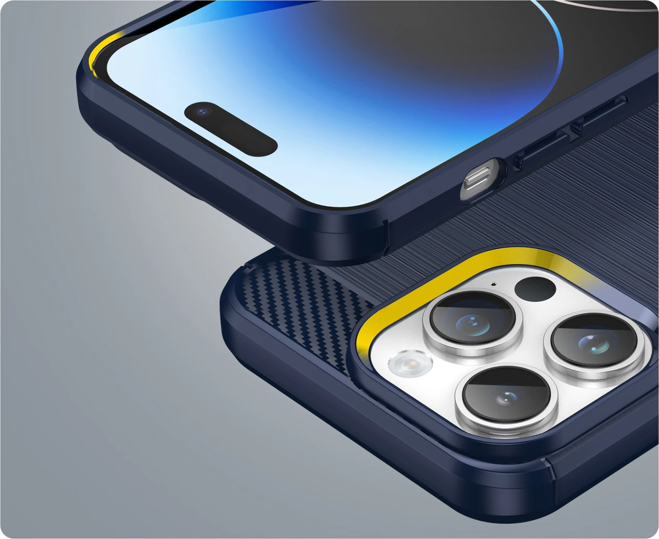 Mbështjellës Hurtel Carbon Case për iPhone 14 Pro, TPU, Blu