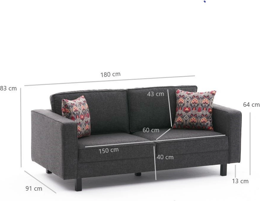 Divan dy ulëshe Atelier del Sofa, lino Kale, antracit