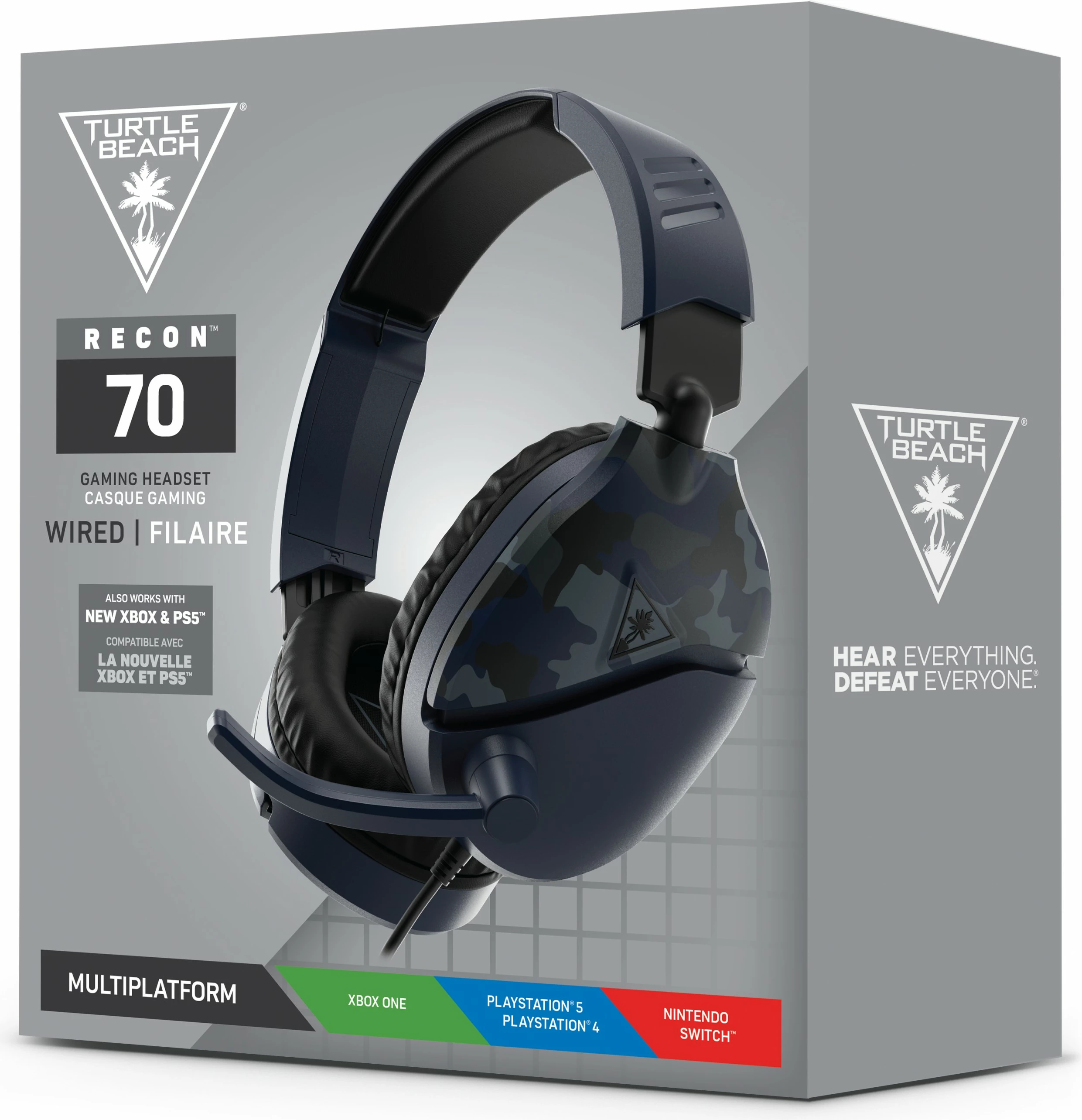 Kufje Turtle Beach Recon 70, Xbox PS5 PS4 Switch PC, Camo Blue