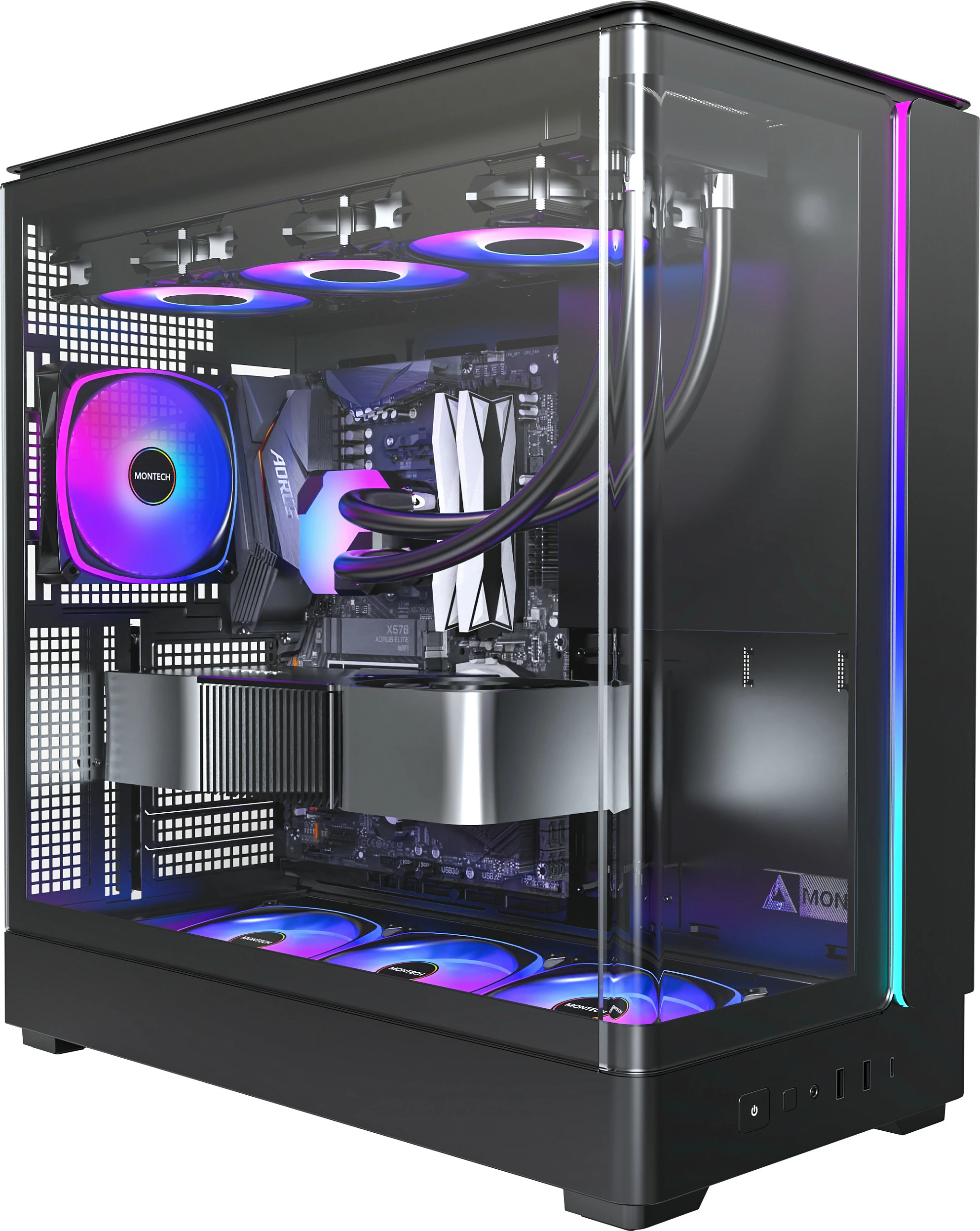 Kasë Montech KING 45 PRO, Tower, RGB, micro ATX/Mini-ITX, e zezë