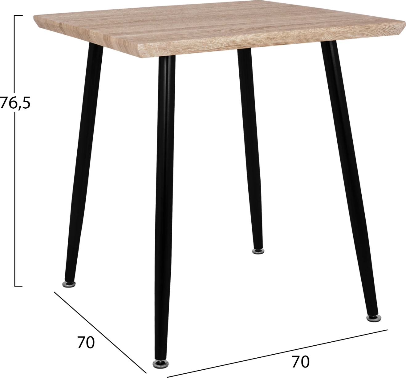 Tavolinë për ngrënie PALOMA FH8335.01, 70x70x76.5, sonoma, këmbë të zeza