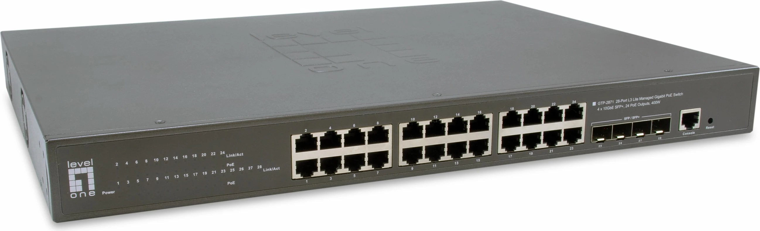 Switch LevelOne GTP-2871, Managed, L3, Gigabit Ethernet, PoE, Rack mounting