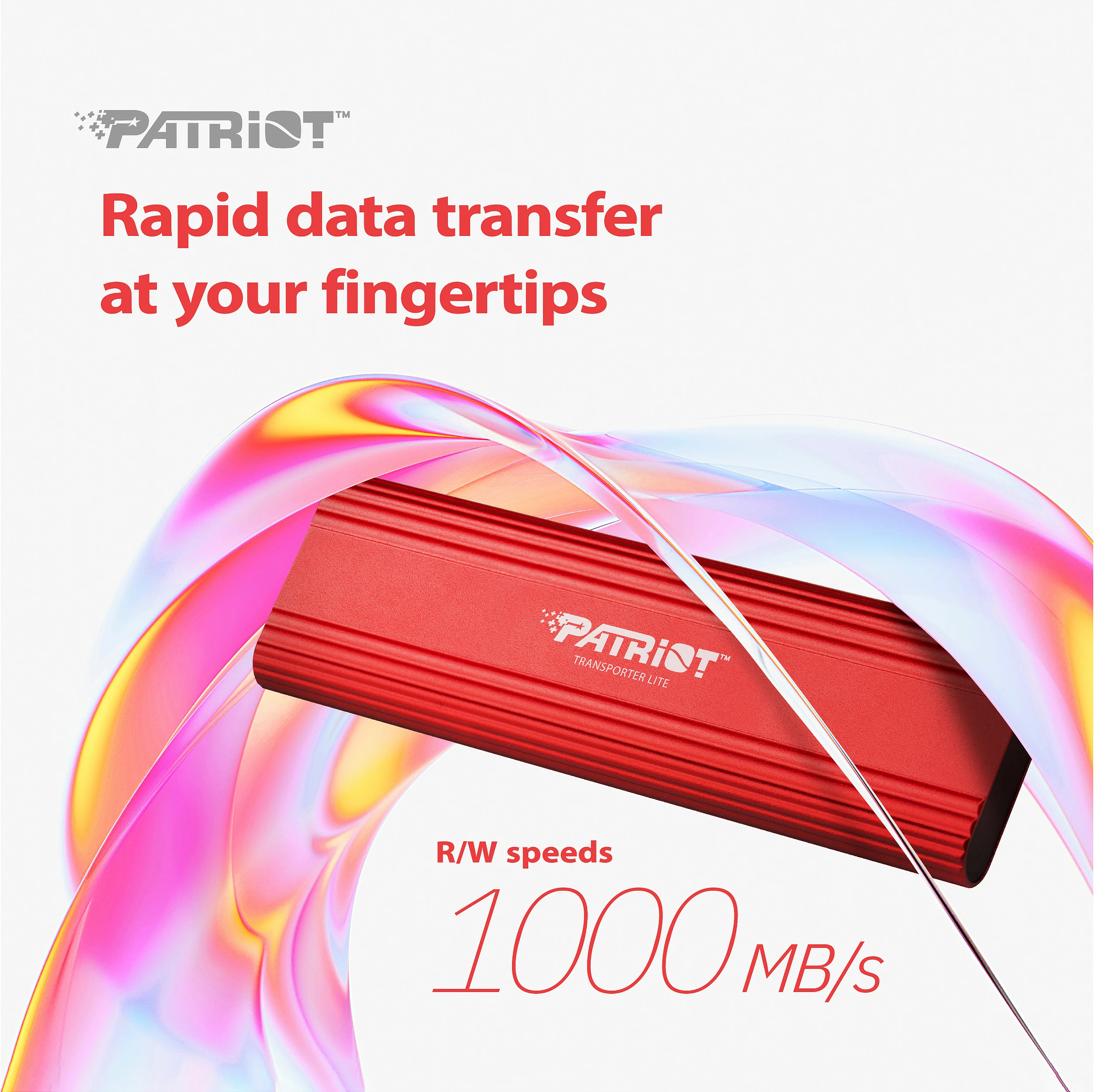 SSD i jashtëm Patriot Transporter Lite, 1 TB, USB-C 3.2 Gen 2, 1000 MB/s, i kuq