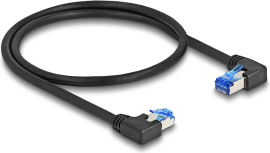 Kabllo rrjeti DeLOCK RJ45 Cat6a S/FTP 0.5 m, konektorë të kënduar, e zezë