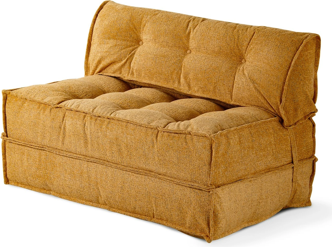 Divan 2-vendësh që shndërrohet në shtrat, stof boucle, ngjyrë mustardë, Atelier del Sofa