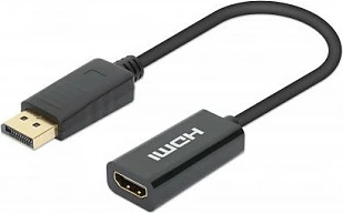 Adapter aktiv DisplayPort në HDMI MANHATTAN, 4K 60Hz, DP mashkull - HDMI femër, 0.15m, i zi