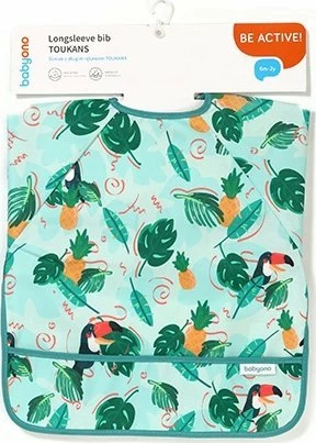 Përparëse ushqimi me mëngë të gjata BabyOno 1476/02 Toukans 74 x 36 cm, e papërshkueshme nga uji, 1 copë, shumëngjyrëshe