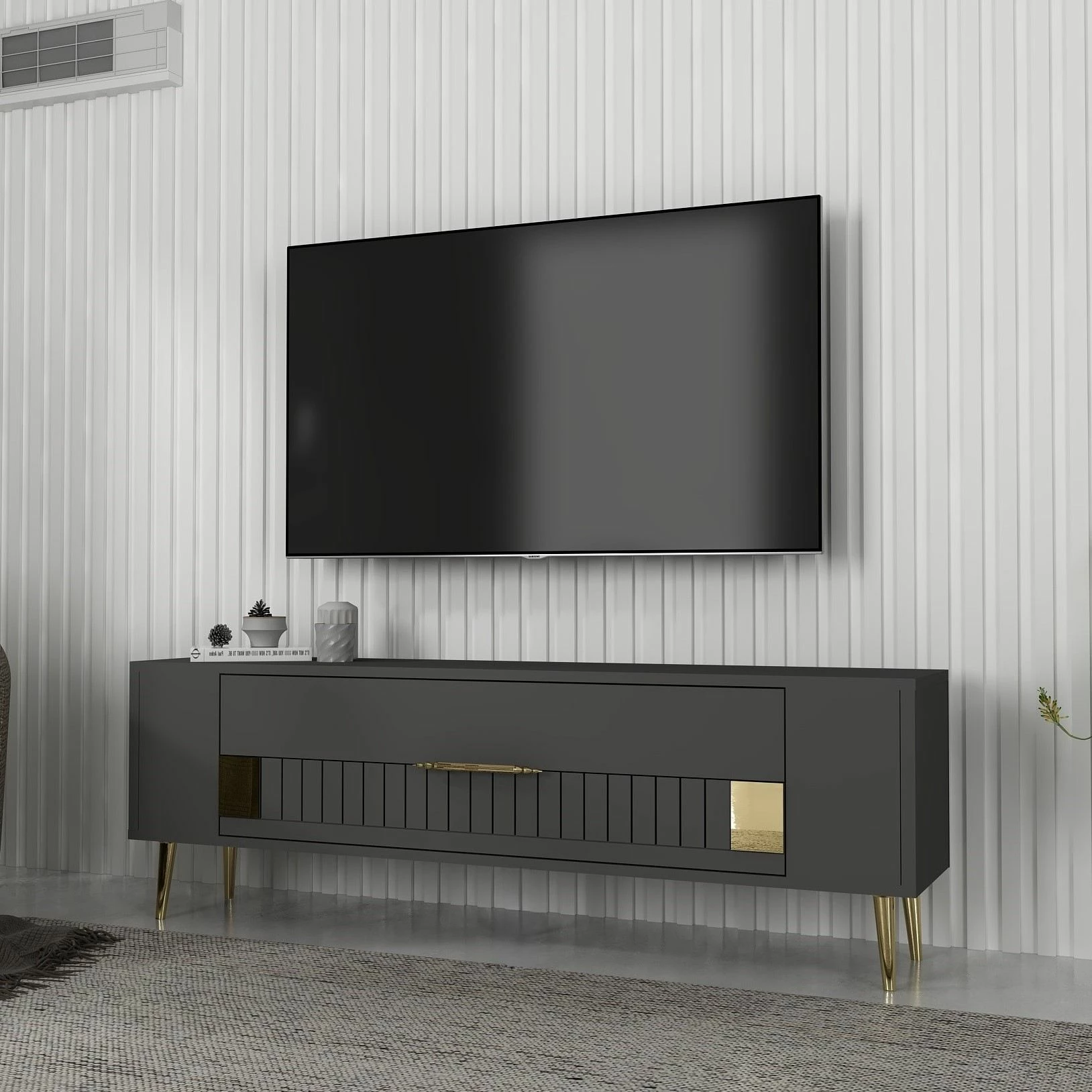 Komodë TV Skye Decor, anthracite, gold, Retrolp4