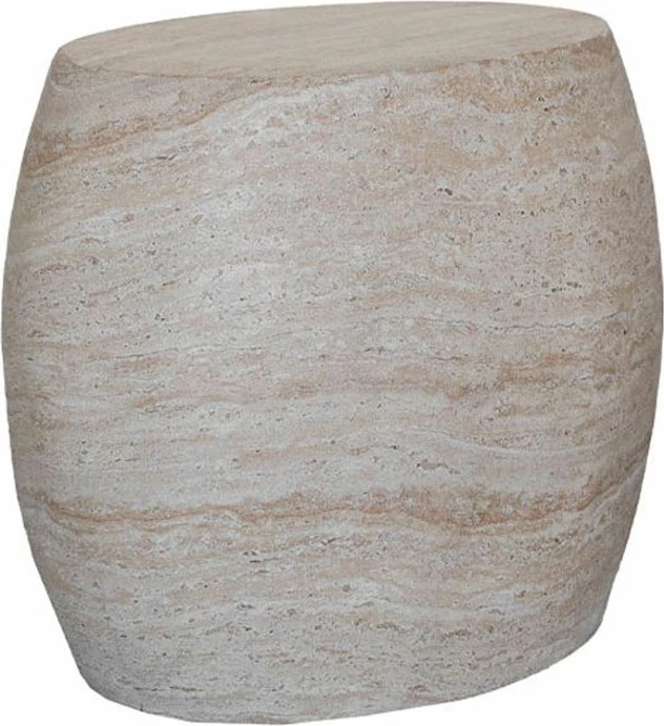 Tavolinë anësore ovale Lithos, ngjyrë bezhë, 62x43x52.5