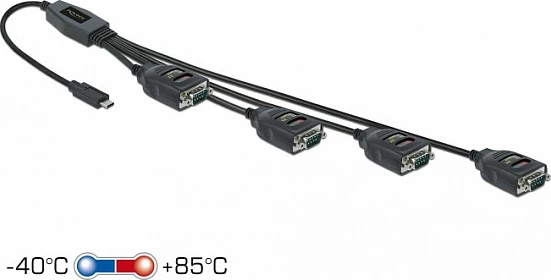 Adapter USB-C DeLOCK, 4x RS-232 DB9, mbrojtje ESD 15 kV, i zi