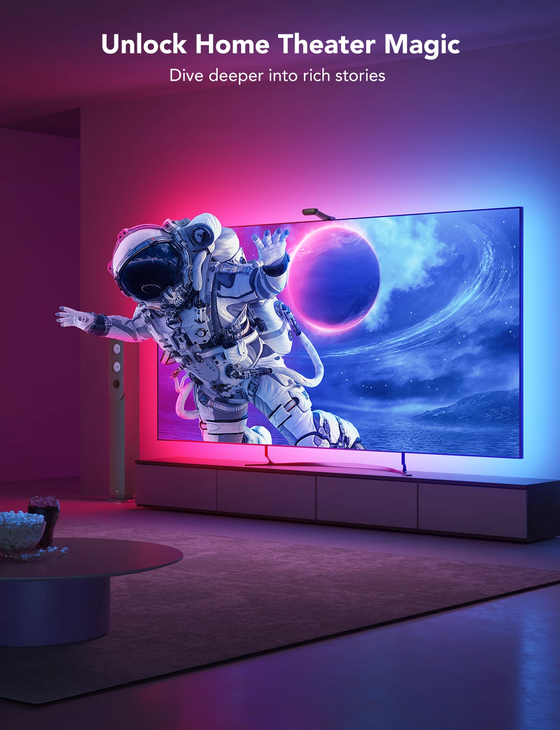 Ndriçim prapa TV Govee Envisual TV Backlight T2, për 75-85\", RGB, set me kamerë