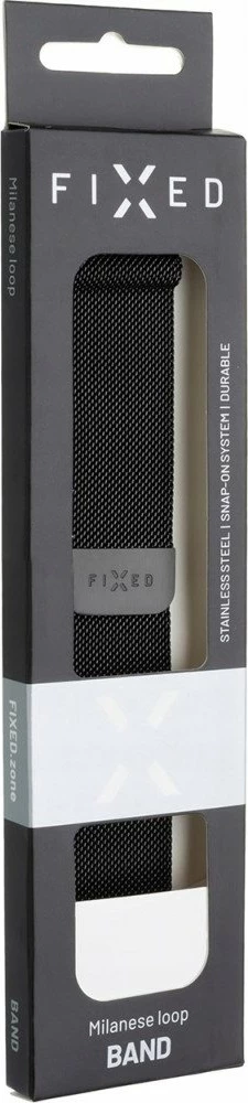 Rrip mesh Fixed për Apple Watch 38/40/41mm, çelik inox, mbyllje magnetike, 193 mm, i zi