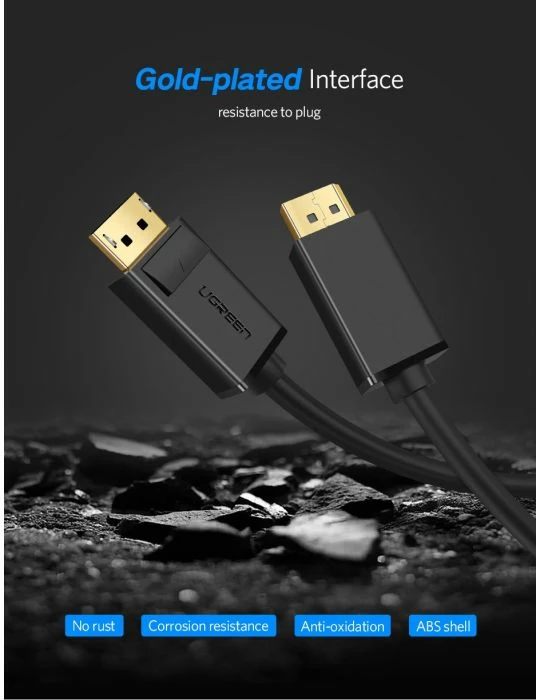 Kabllo DisplayPort UGREEN 10211 DP 1.2 2m 4K@60Hz, e zezë, BOX