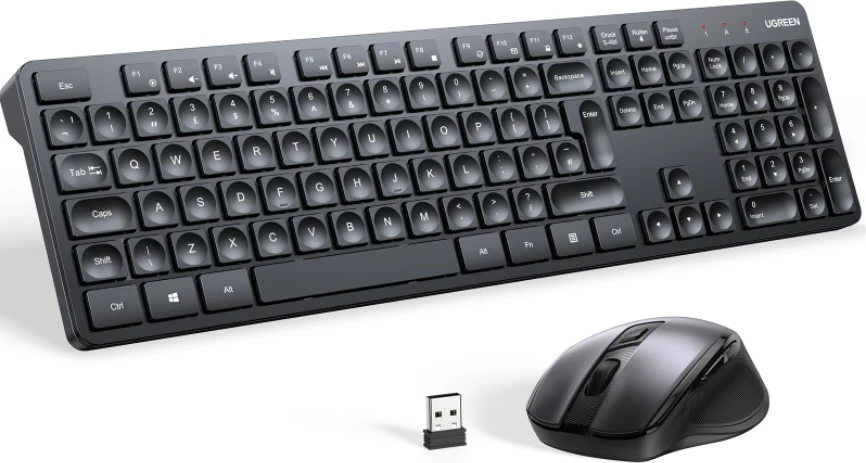 Set tastierë dhe maus wireless Ugreen MK006, 2.4GHz, e zezë