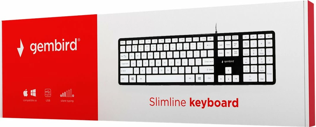 Tastierë Gembird KB-MCH-02-BKW, me kabllo, 109 taste, US layout, e zezë/bardhë