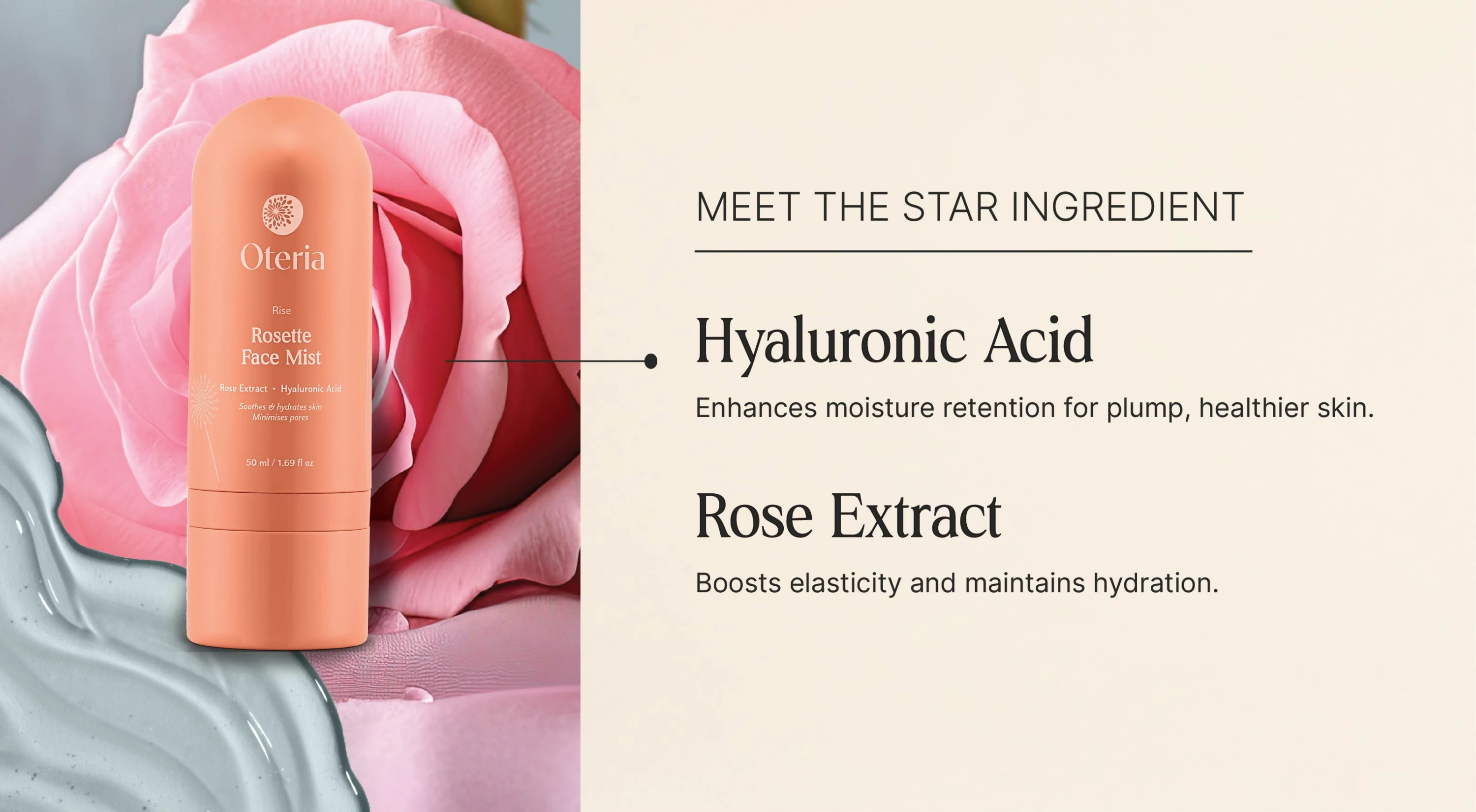 Sprej për fytyrë Oteria Rosette Face Mist, 50ml