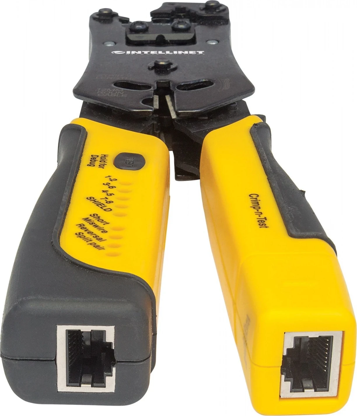 Vegla profesionale Intellinet 780124 për shtypjen e prizave RJ dhe testimin e kabllove
