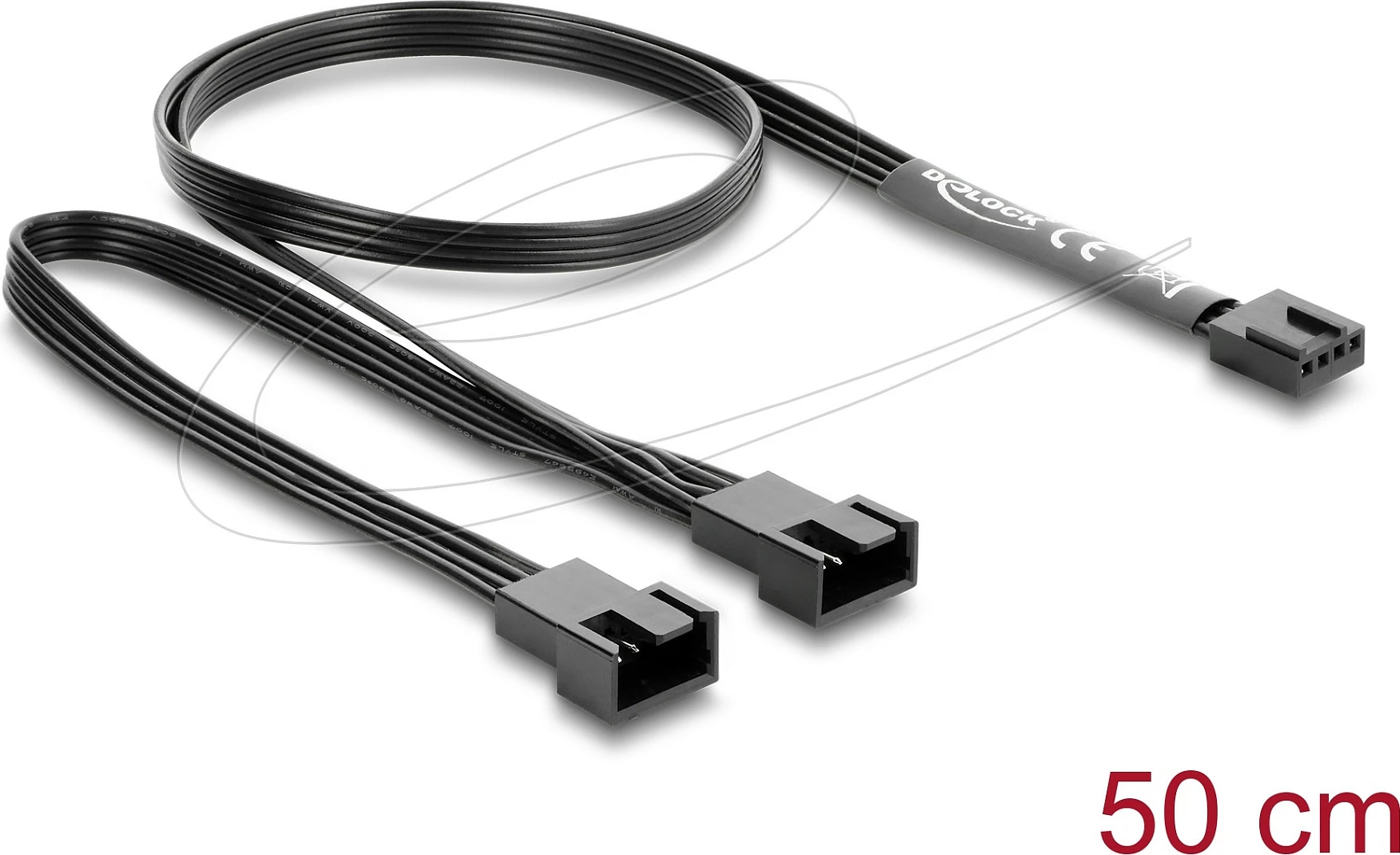 Kabllo ndarëse PWM për ventilatorë DeLOCK 84543, 4-pin në 2x 4-pin, 0.5 m, e zezë