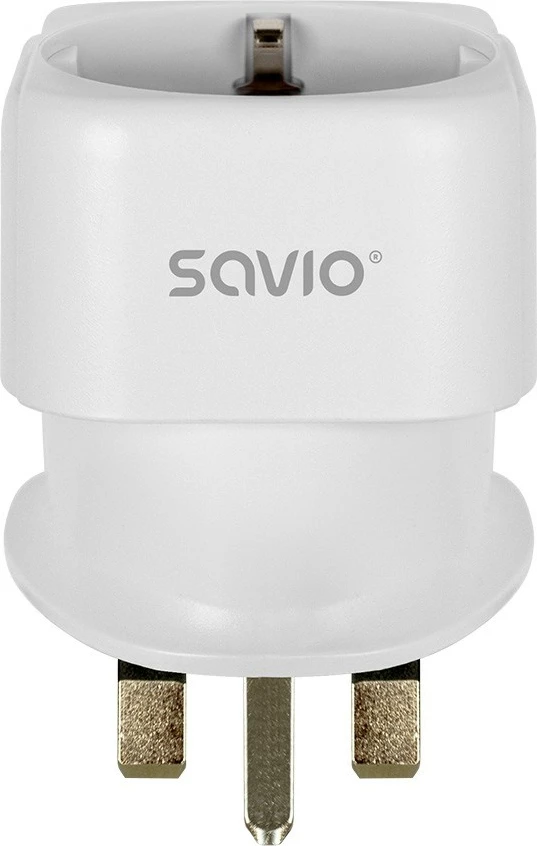 Adapter udhëtimi Savio AP-04, prizë EU në plug UK, i bardhë