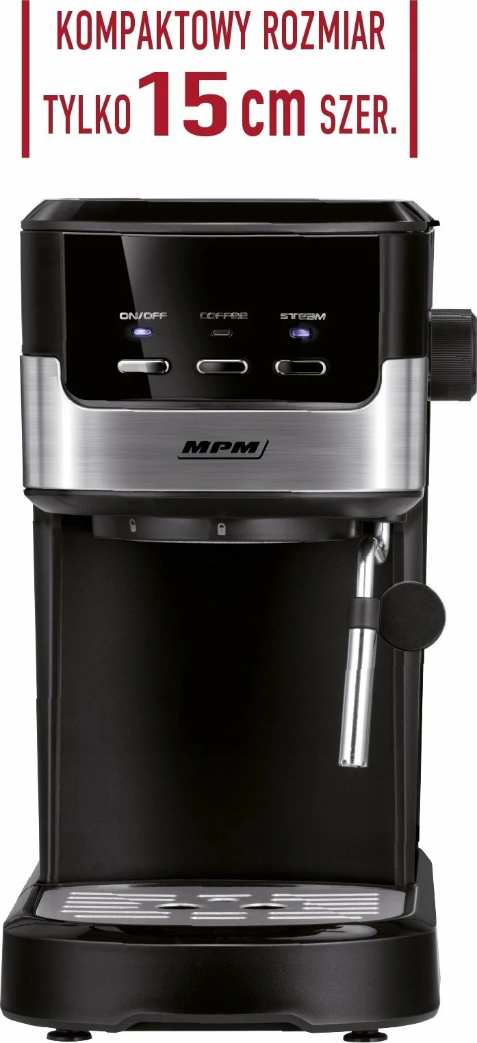 Makinë espresso MPM EK-010-30 (MKW-13M), 1100W, 15 bar, rezervuar 1.2L, e zezë