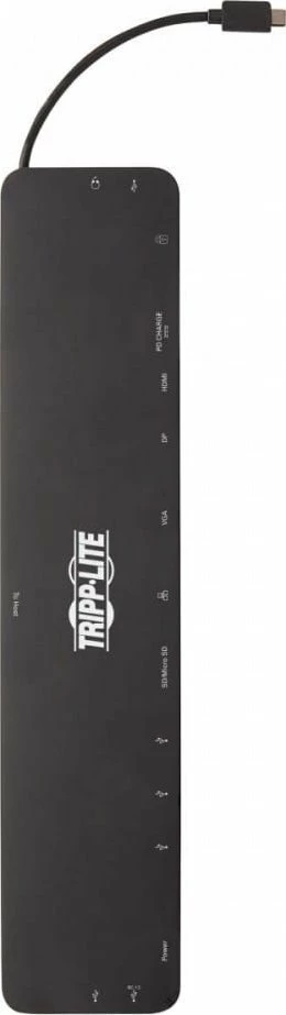 Docking stacion USB-C Eaton Tripp Lite U442-DOCK7D-B, 100W PD, HDMI/DP/VGA, LAN Gigabit, SD/microSD, 7x USB, e zezë