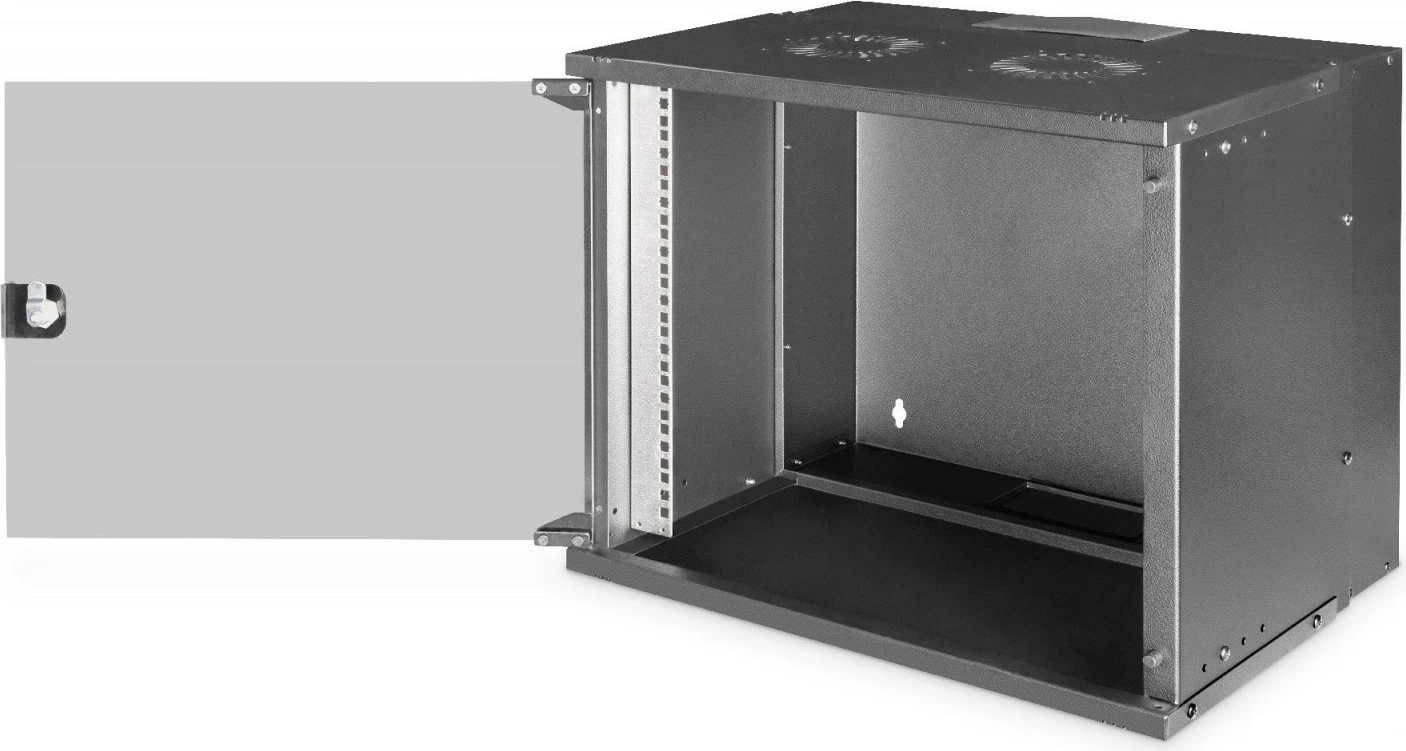 Kasë rrjeti Digitus DN-49205, 9U, 19", montim në mur, xham, e zezë